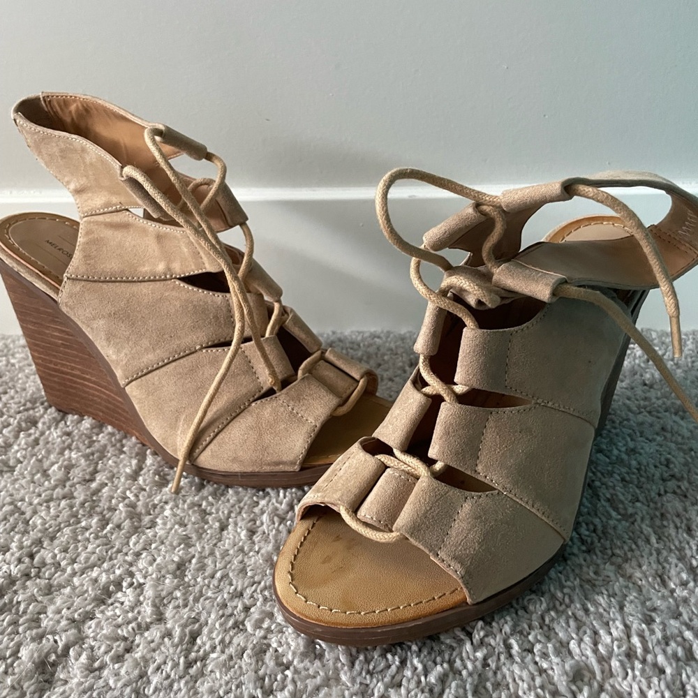 Melrose and Market Tan Wedge Sandals with Adjustable Straps